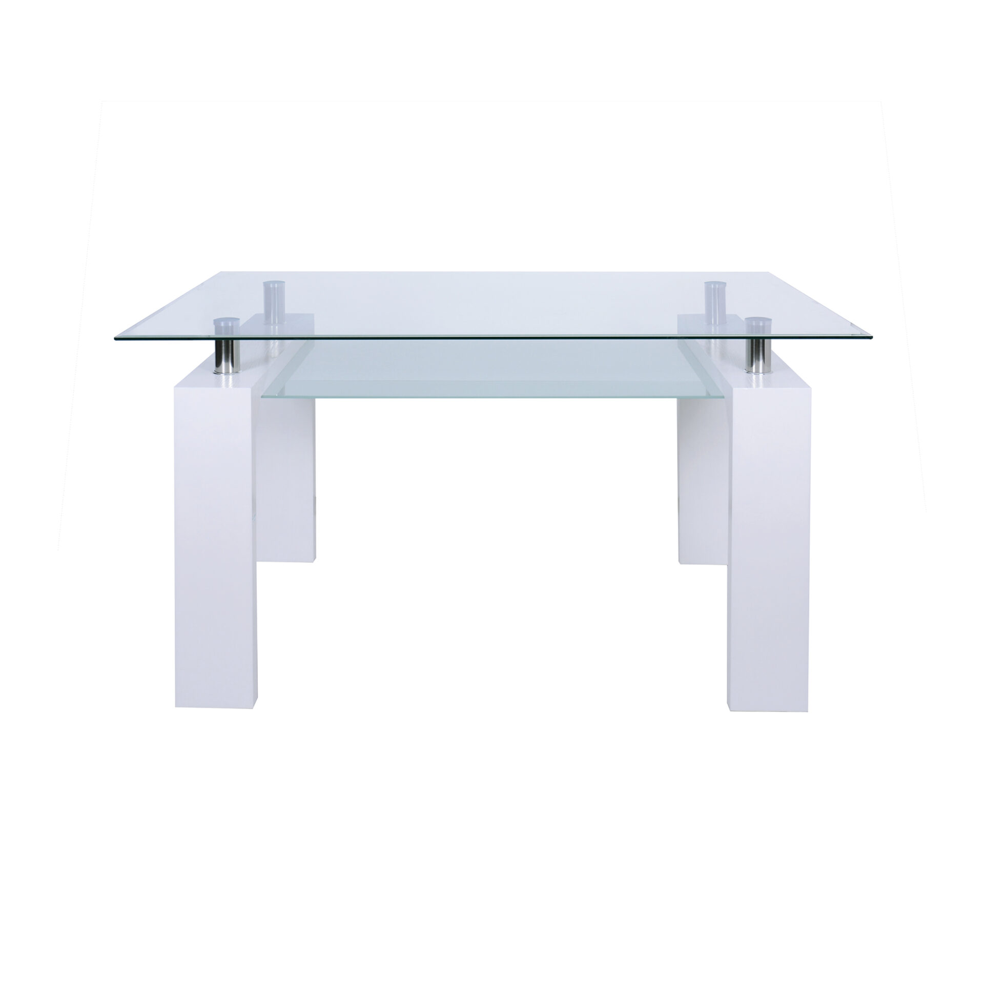 8052283262387_1 TAVOLO RENEE 2 PIANI VETRO GAMBE BIANCHE - immagine 1