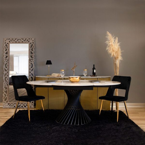 Tavolo tondo allungabile Arizona ceramica effetto marmo