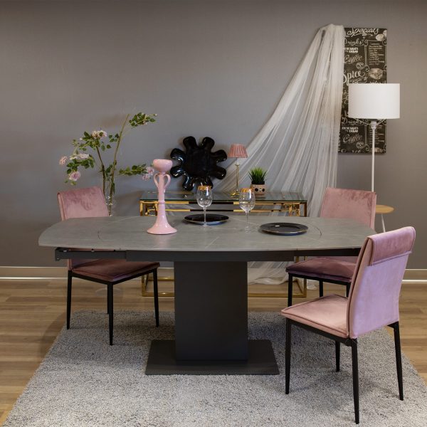 TAVOLO ALLUNGABILE VETRO-CERAMICA ALABAMA GRIGIO EFFETTO MARMO