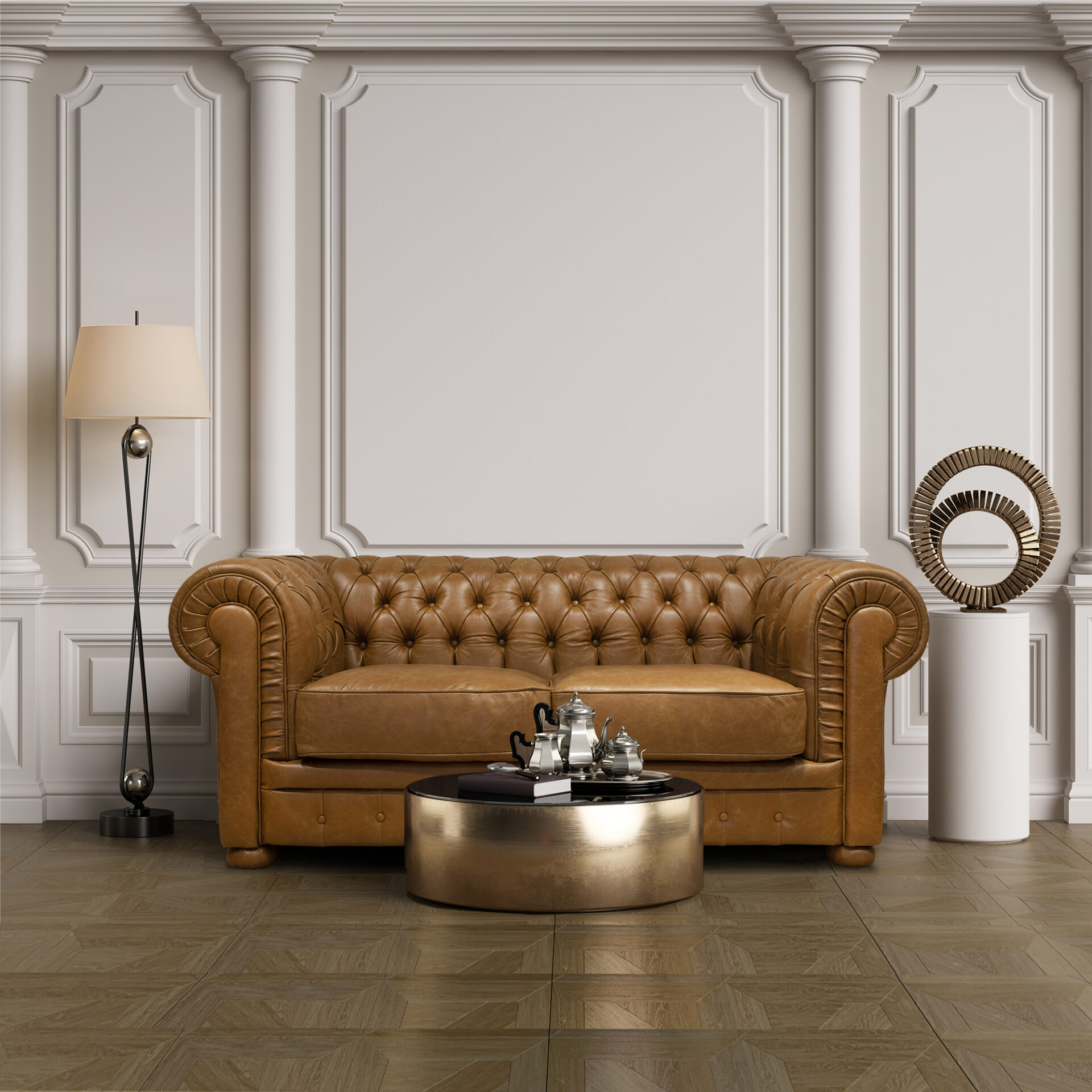 8052283269126_amb DIVANO CHESTER 2 POSTI PELLE FIORE - immagine 1