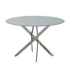 Tavolo Royal vetro rotondo gambe cromate