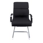 POLTRONA MITO ATTESA ECOPELLE NERO/CROMATA - immagine 2