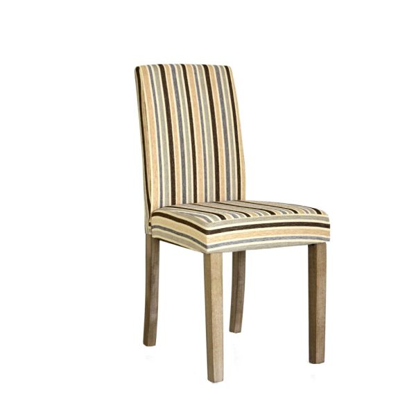 SEDIA YARI IN TESSUTO CANAPA RIGATO E GAMBE ROVERE